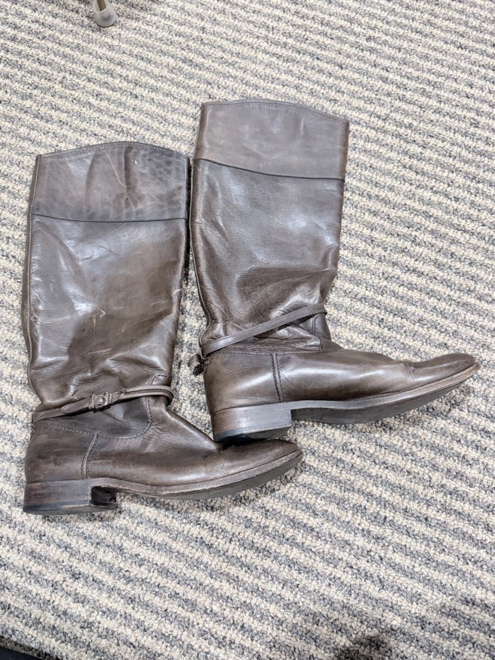 Frye Brown Leather Mid-Calf Heeled Riding Boots